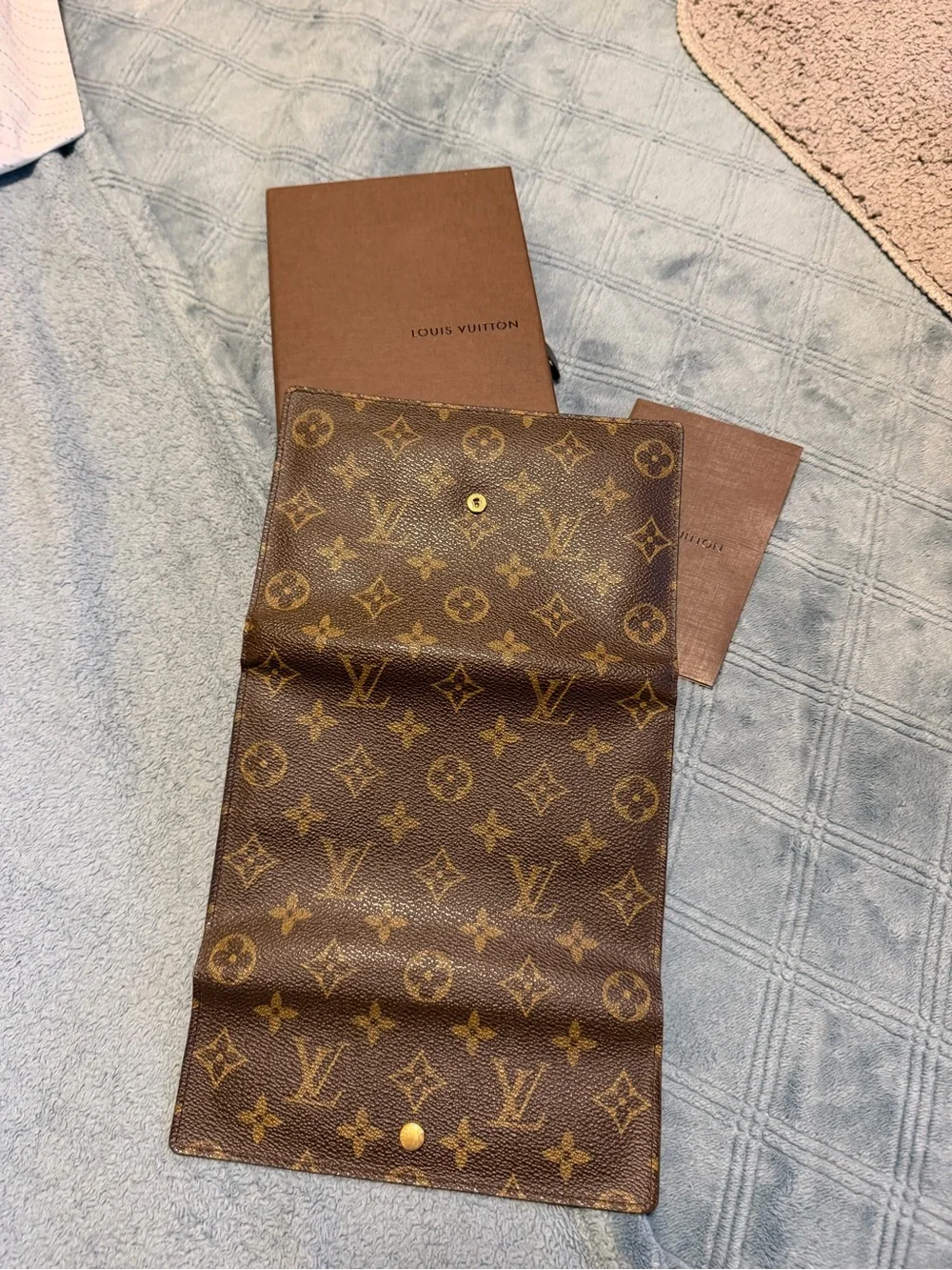 Louis Vuitton Monogram Canvas Flap Wallet - Brown & Gold